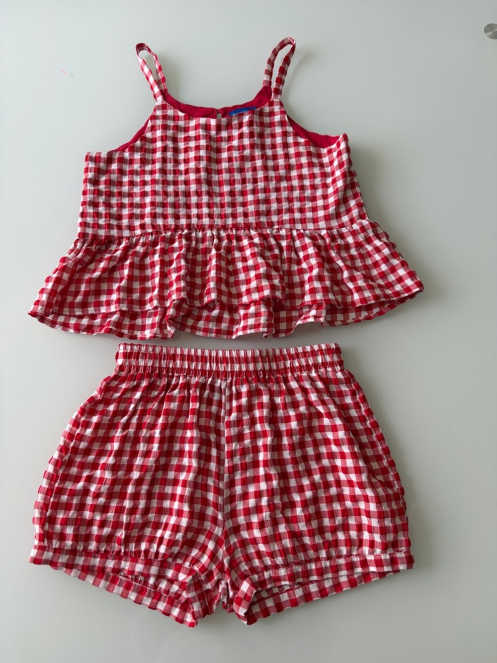 Maisonette Maison Me Red and White Gingham Two-Piece Tank & Shorts Set Sz 10